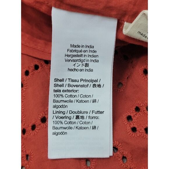 Madewell Eyelet Ruffle-Sleeve Pintuck Mini Dress Boho Fresh Chili Plus Size XXL - Picture 10 of 11